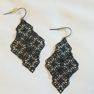 Black Mesh Metal Earrings